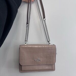Coach Beige Croc-Embossed Crossbody Bag